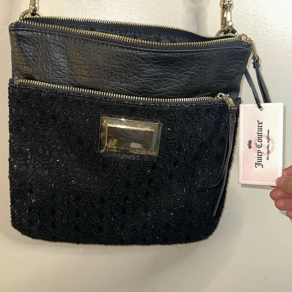 JUICY COUTURE black glitter crossbody purse - NEW WITH TAGS - Picture 2 of 6